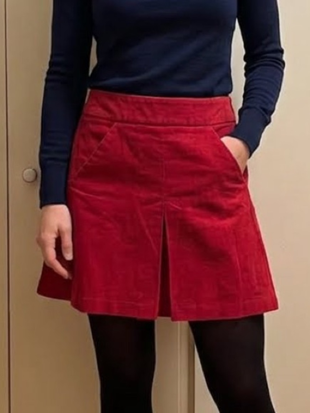 ELEVENSES by ANTHROPOLOGIE Pleated Mini Skirt in Red Rouge